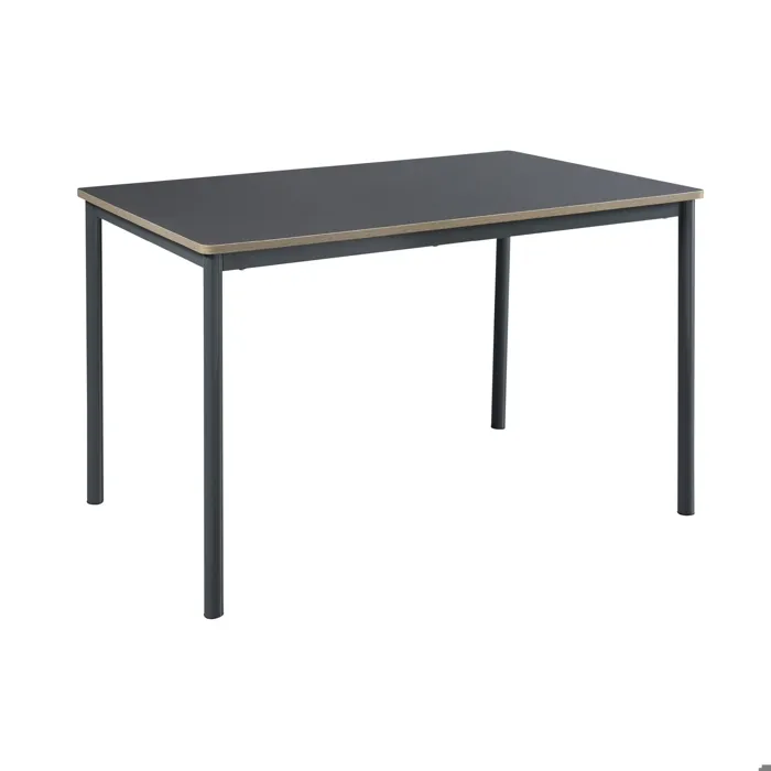 Table de salle à manger Lindesberg MDF acier 120 x 70 x 75 cm gris effet chêne noir en.casa