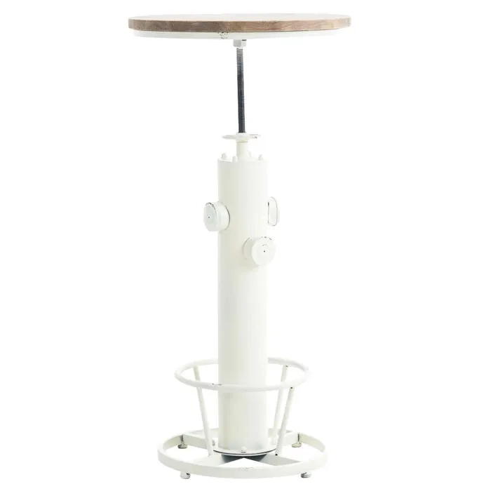 Table Haute Table De Bar Style Industriel Hauteur Réglable 100-123 Cm Repose-pieds Blanc Tab10022