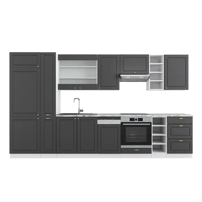 Vicco Cuisine Anthracite-or/blanc 355cm sans PT