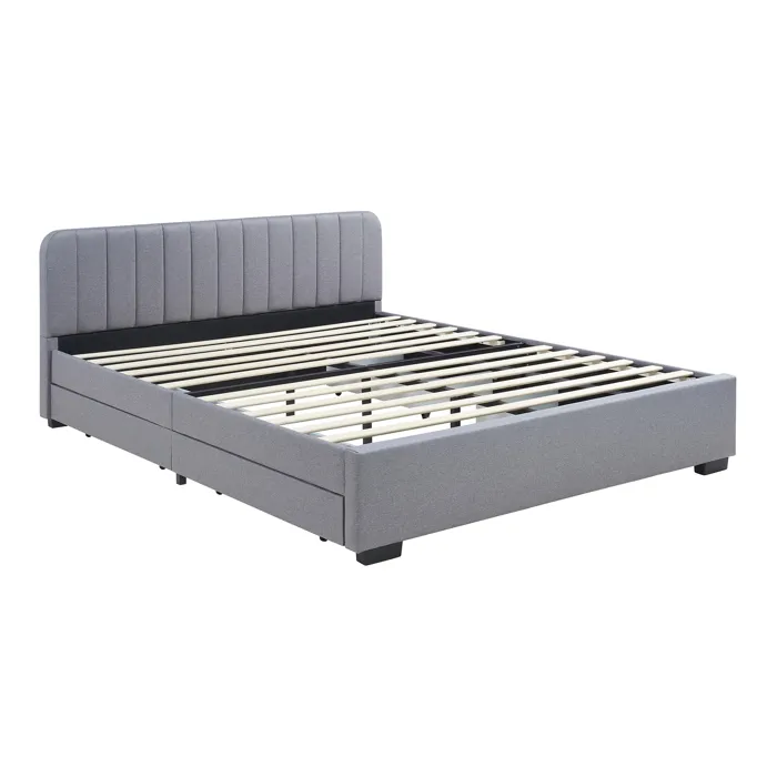 Lit double Nofrenna 140 x 200 cm gris en.casa