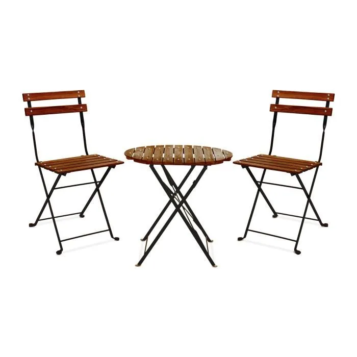 Set bistro Frankystar SET-AVL-TEAK 2 places 60 cm finition teck