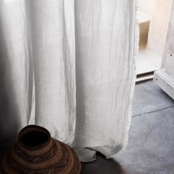Rideau 140x280 Cm 100% Mousseline De Coton Milos Blanc Neige