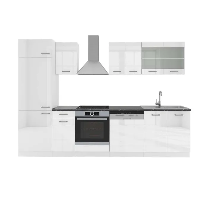 Vicco Cuisine blanc brillant/blanc 300cm, PT Anthracite