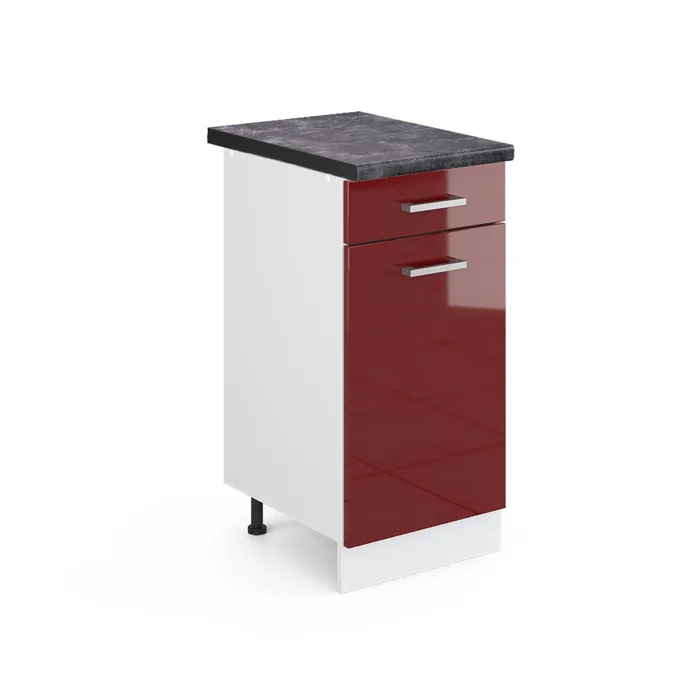 Vicco Meuble cuisine Rouge brillant/Blanc 40cm plan de travail Anthracite