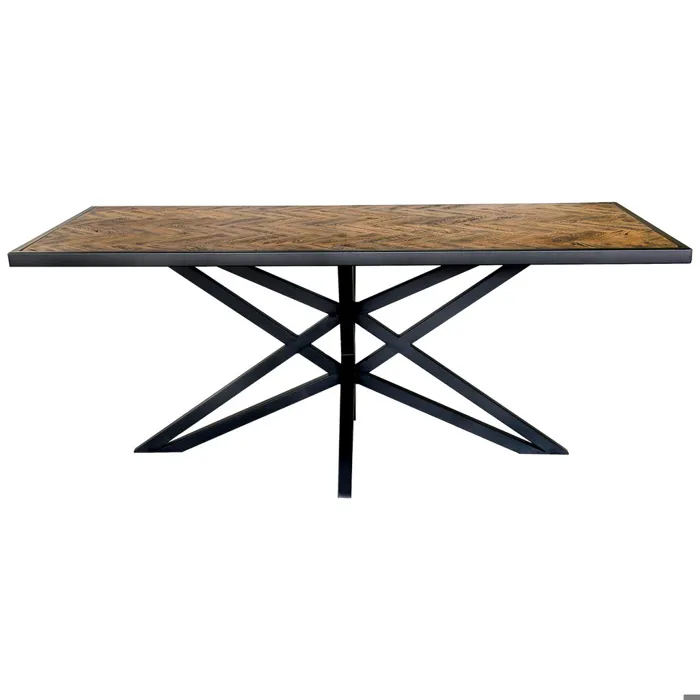 Table De Salle À Manger Rectangulaire En Bois Brun 180x100x76h Cm