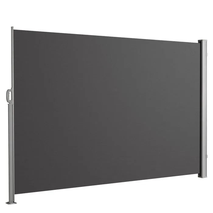 Store Latéral Extérieur 280 G/m² Brise Vue Pour Terrasse, Structure Aluminium, Anthracite 200 X 350 Cm