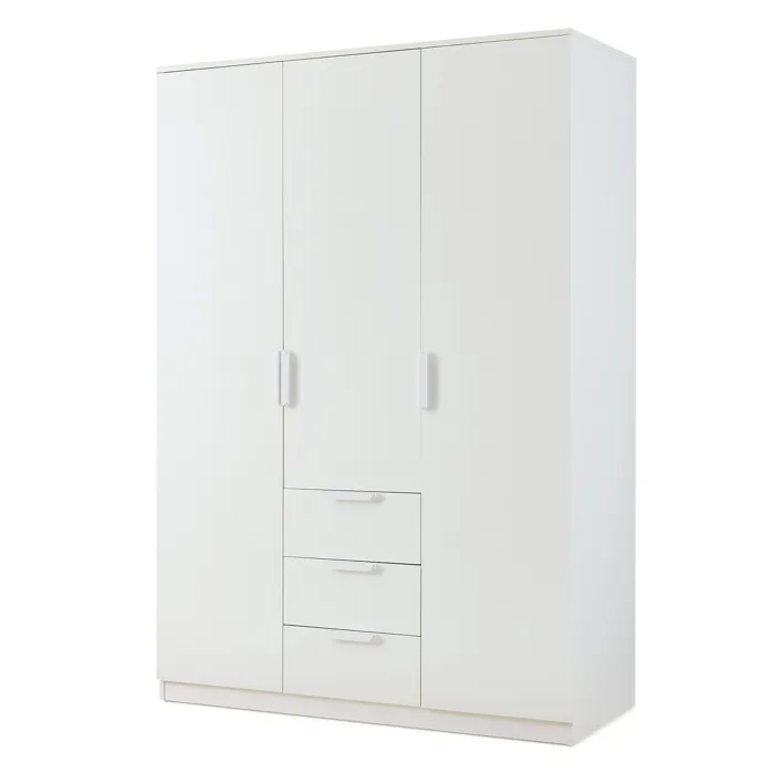 Armoire de chambre Eiselfing avec 4 étagères et 3 tiroirs 176 x 120 x 52 cm blanc en.casa