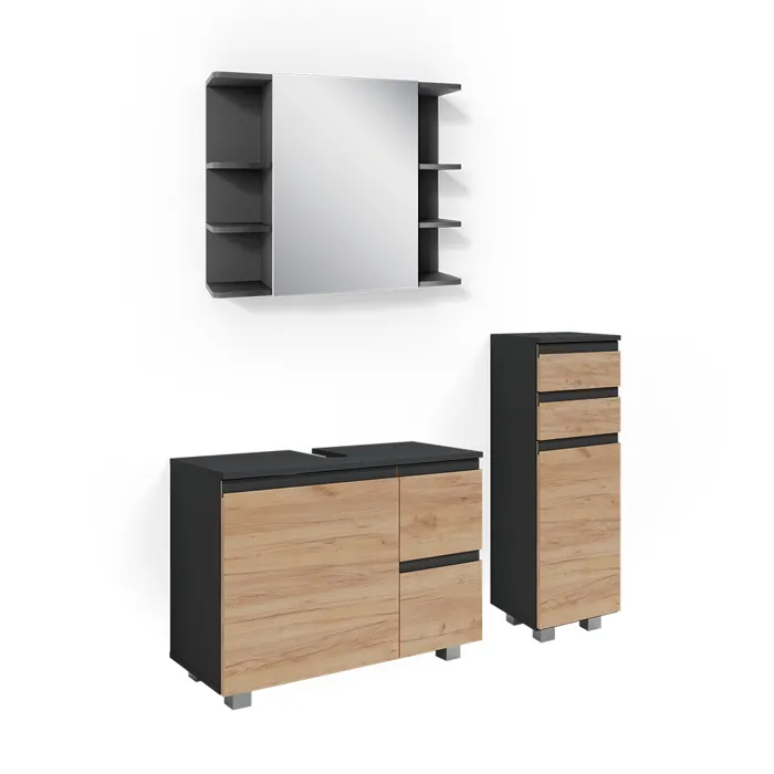 Vicco Meubles bain Anthracite/Chêne doré 3 pièces
