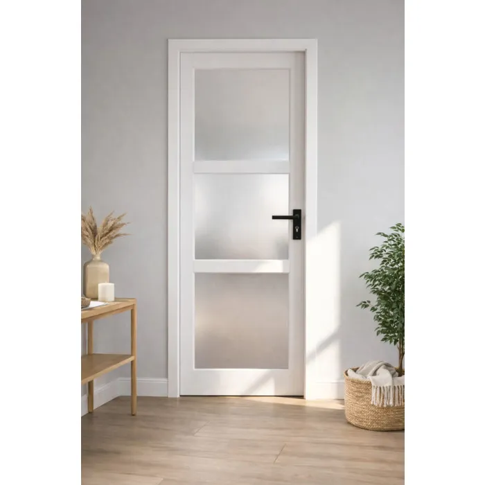 Bloc Porte Kenya Blanc Vitre H204 X L73 Cm Côte Tableau P.gauche,poignee Gd Menuiseries