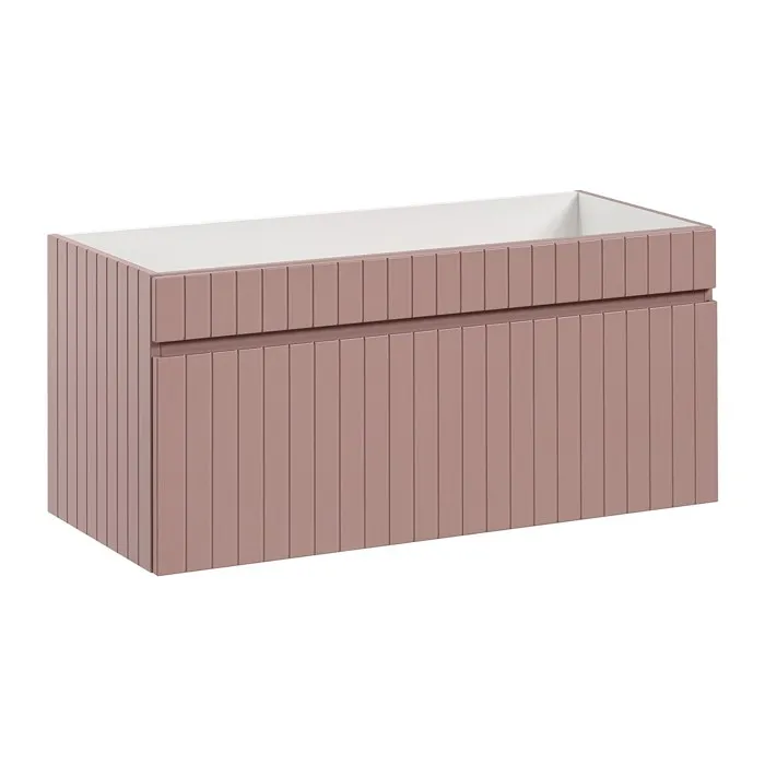 Meuble Sous Vasque Suspendu Strié Rose - 100 Cm - Satara