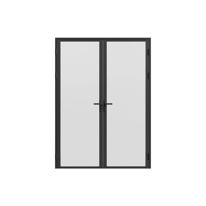 Bloc porte réversible à deux battants en aluminium et verre trempé dépoli - 2 x H204 x L83 cm - Noir - LOXTON