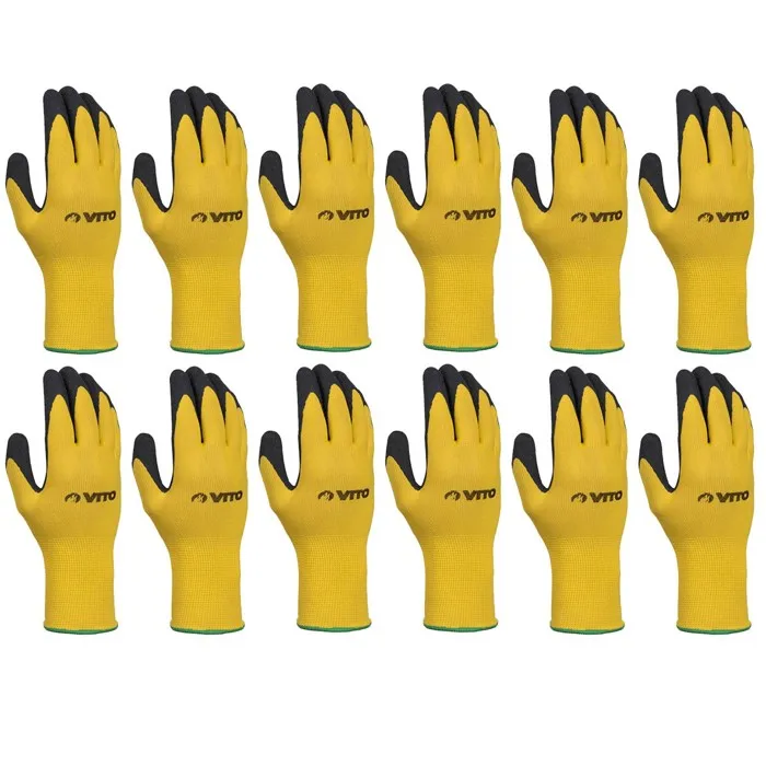 Pack de 12 Gants de Protection travail Nitrile Antidérapants Confort Adhérence Protection Certifiée CE VITO