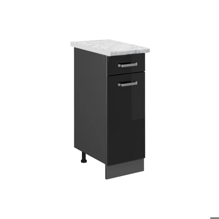 Vicco Meuble cuisine Noir Haute brillance 30cm PT Marbre