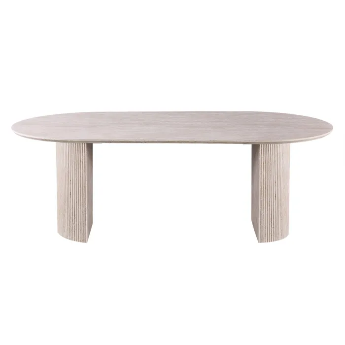 Table à manger ovale couleur travertin 200 cm