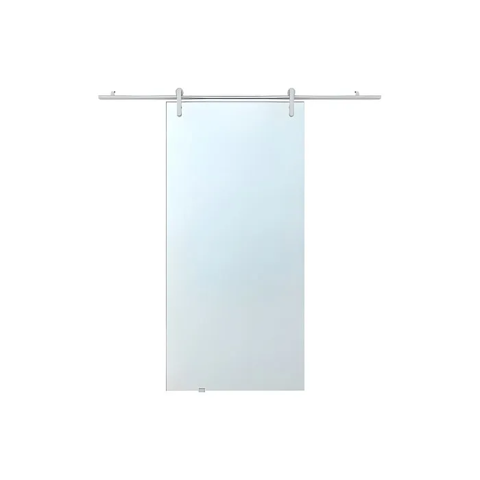 Porte coulissante avec système en applique CLEAVER - H205 x L93 cm - Verre trempé dépoli