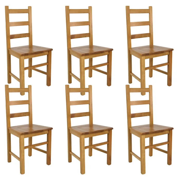 ORTA - Lot de 6 Chaises Teinté Chêne et Assises en Bois