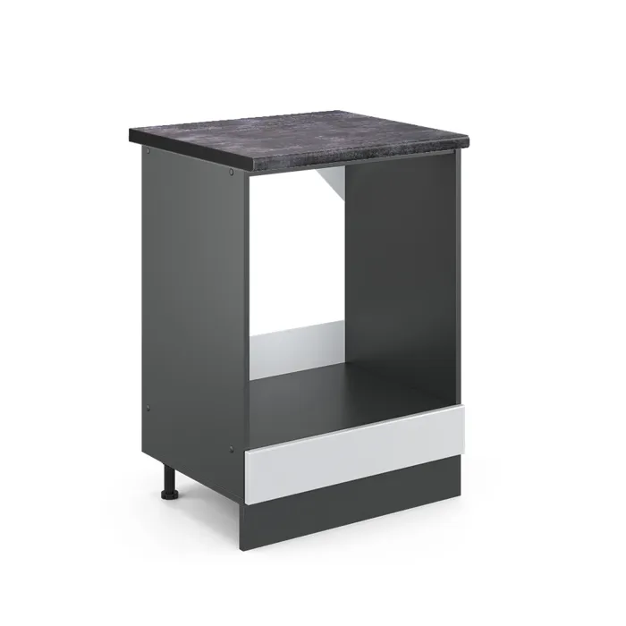 Vicco Meuble pour four Blanc Haute brillance/Anthracite 60cm plan de travail Anthracite