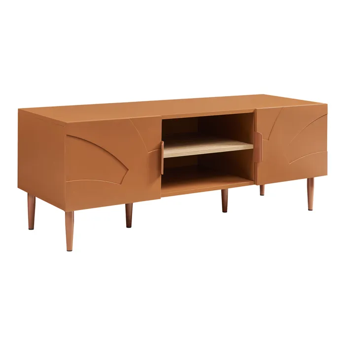 Meuble TV Starvili avec 2 portes 120 x 40 x 45 cm couleur rouille en.casa