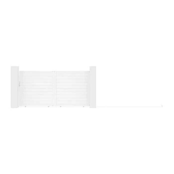 Portail coulissant aluminium plein L374 x H180 cm blanc - NAZARIO