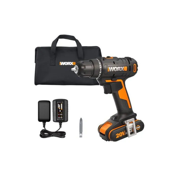 Tournevis sans fil Worx WX100 20 volts avec couple de 30 Nm et mandrin de 10 mm pour le perçage et le vissage