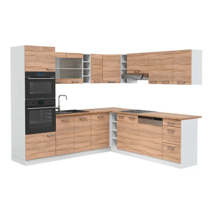 Vicco Cuisine en angle Sonoma/Blanc 247 x 237 cm, PT Chêne