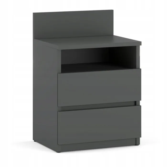 Table De Chevet Gris 40 Cm, 2 Tiroirs, Meuble De Nuit Pour Chambre À Coucher