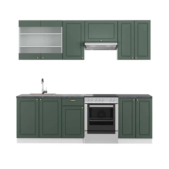 Vicco Cuisine Vert-Or Landhaus/Blanc 240cm, PT Anthracite