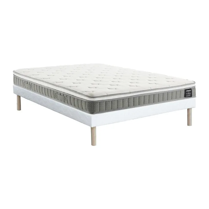 Ensemble 140 x 190 cm sommier tapissier + matelas ressorts ensachés et accueil mémoire de forme ép.21cm - VITOGO de YSMÉE
