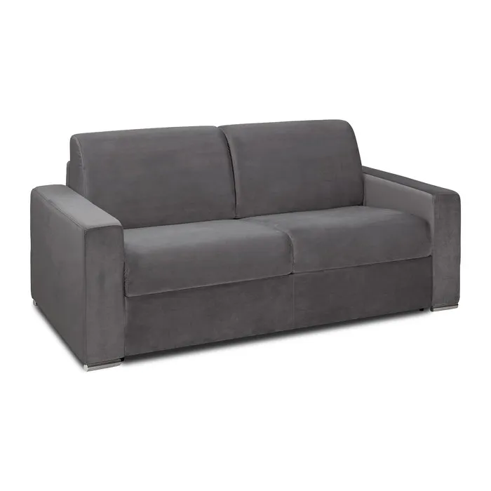 Canapé 4 places convertible express en velours anthracite - Couchage 160 cm - Matelas 14 cm CALITO