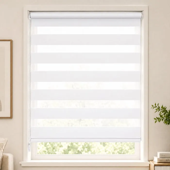Store enrouleur jour nuit double 100x150cm Blanc VOUNOT