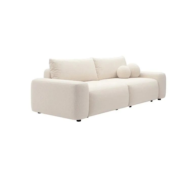 Canapé 4 places convertible en tissu chiné crème DAVISO