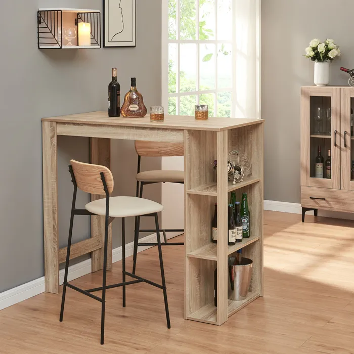 Table de Bar Danderyd 3 Étagères 120x60x106 cm Effet Chêne en.casa
