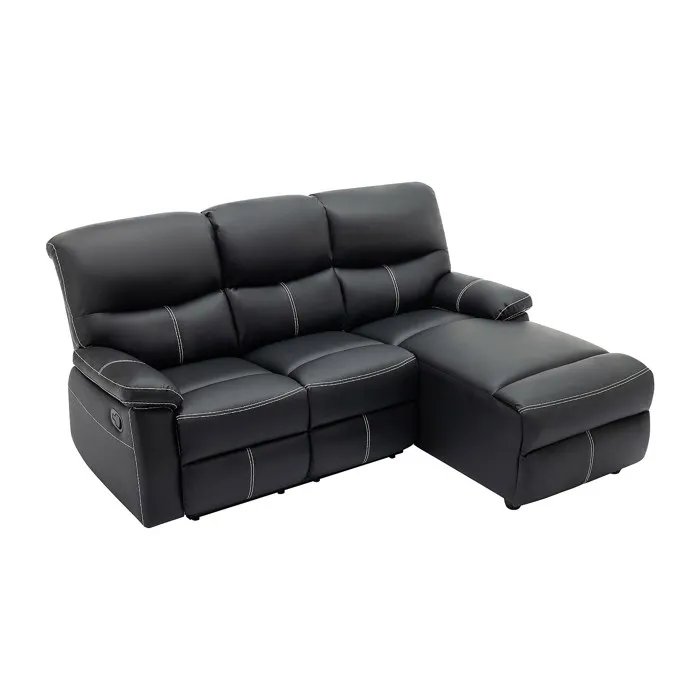 Canapé d'angle droit relax en simili noir CANBY