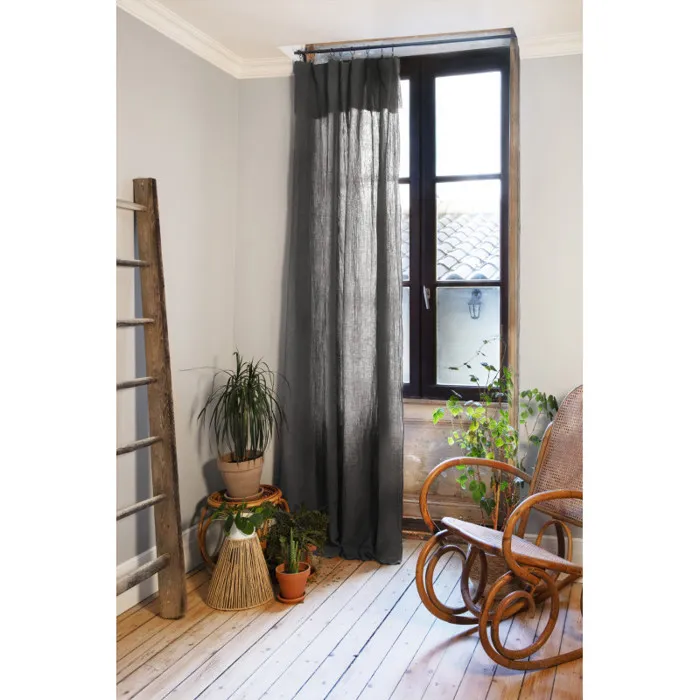Lot De 2 Rideaux Ajustables + 8 Anneaux Pince "gaîa" 140 X 300 Cm "gaze De Coton" L'effet Papillon