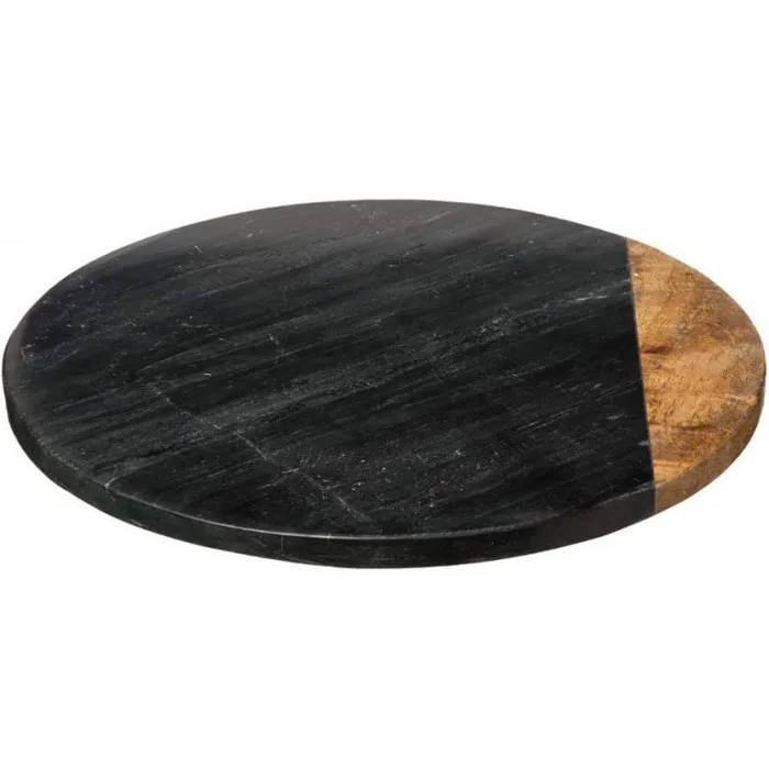 Plat Tournant Géométrique Marbre Noir - Sg Secret De Gourmet