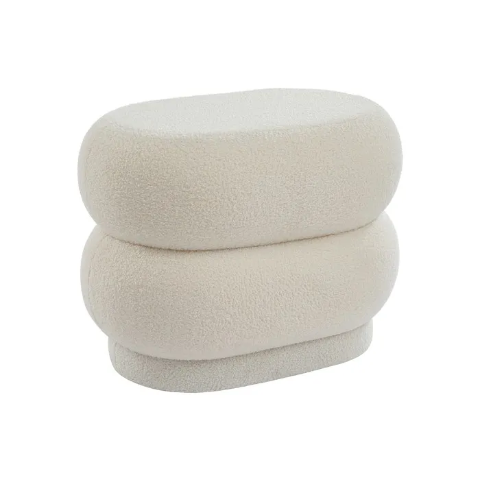 Pouf en tissu bouclette blanc LECINIO