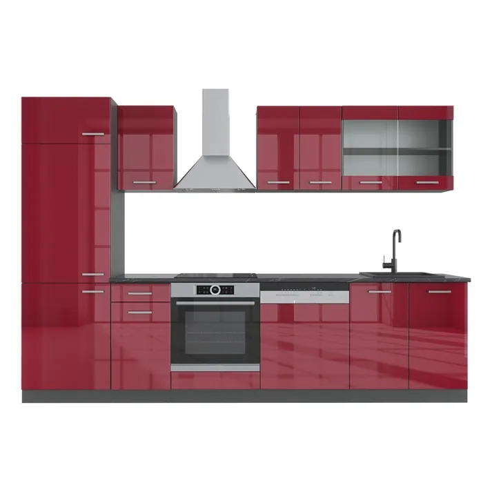 Vicco Cuisine Rouge brillant/Anthracite 300cm, PT Anthracite