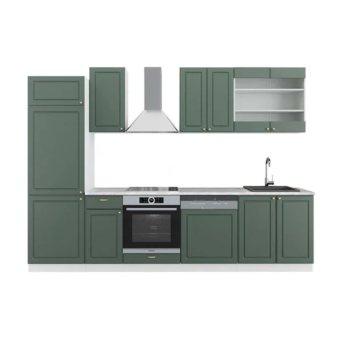 Vicco Cuisine Vert-Or Landhaus/Blanc 300cm, PT Marbre