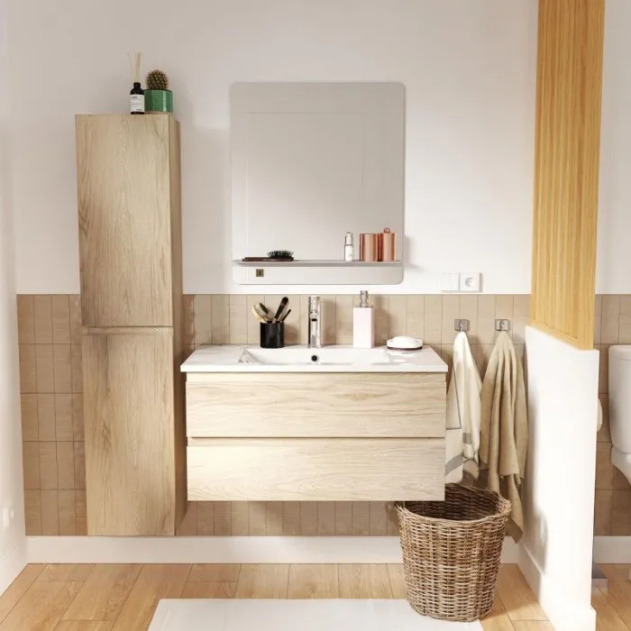Ensemble meuble vasque SORRENTO 80cm avec robinet, miroir et colonne