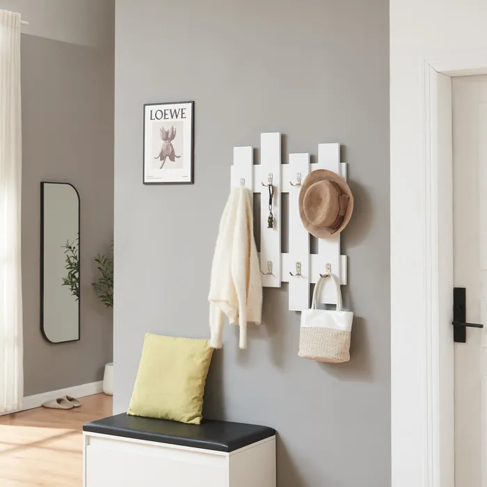 Portemanteau mural Raseborg 80 x 60 x 3 cm blanc en.casa