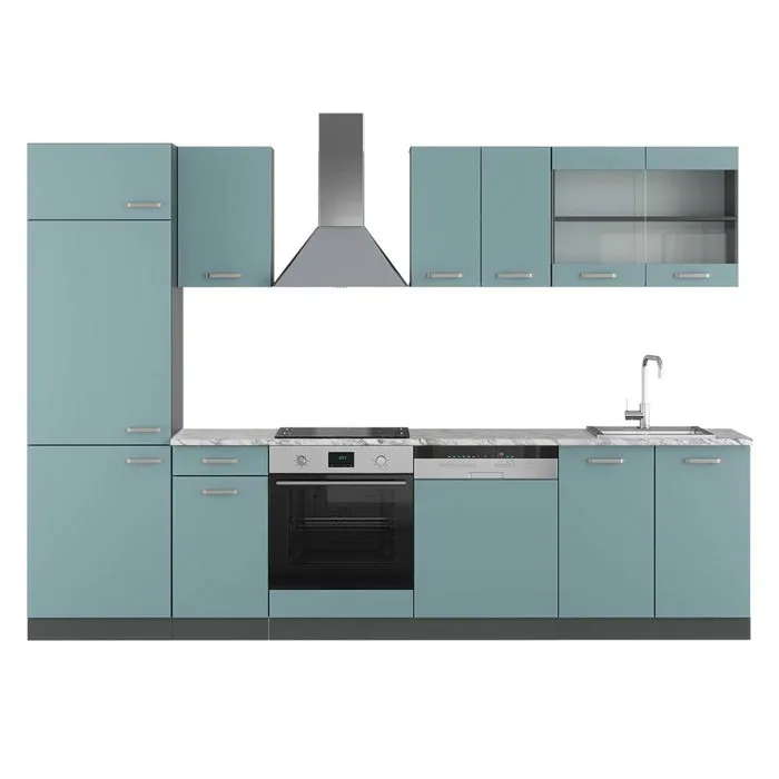 Vicco Cuisine Bleu-gris/anthracite 300cm, PT Marbre