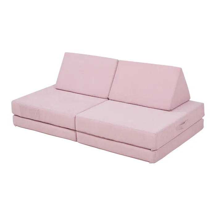 Canapé de jeu de 5 pièces Norhulta velours côtelé 120 x 66 x 46 cm rose en.casa