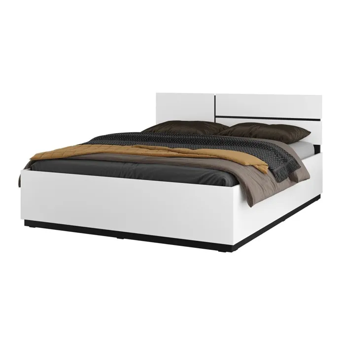 Lit HAVANA 160x200 blanc et noir avec sommier Design moderne et confort optimisé