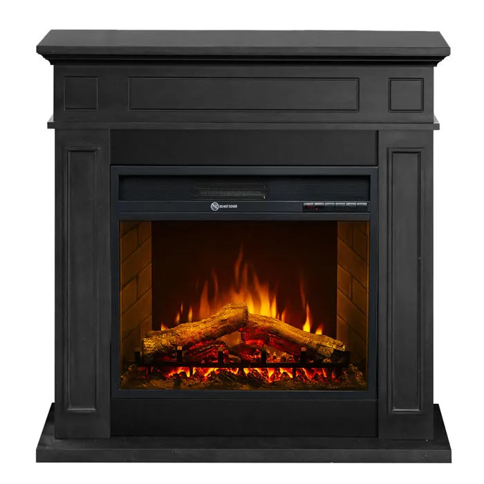 Cheminée électrique sur pied Jefferson avec effet flamme 89,5 x 90,5 x 28 cm en bois noir