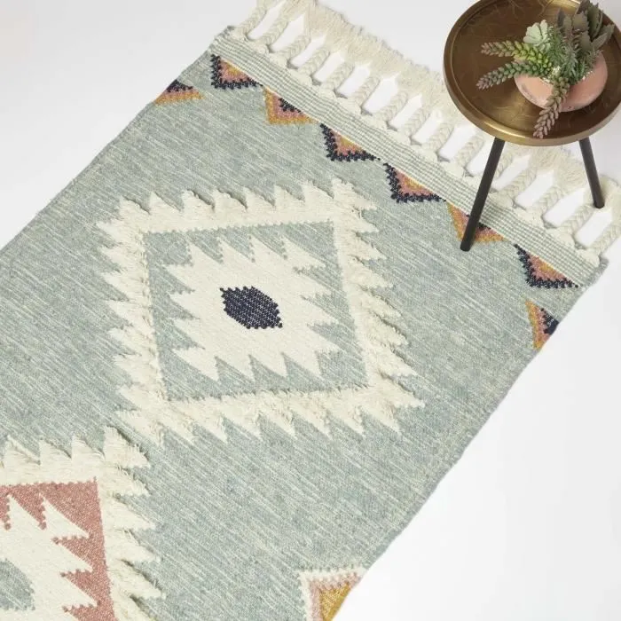 Tapis Kilim En Laine Bleu Tenali 120x170cm - Homescapes