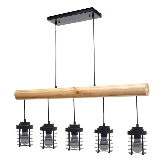 Decoshop26 Suspension 5 lampes - Noir