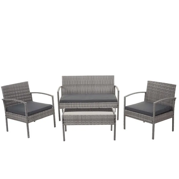 Decoshop26 Salon de jardin 2 places - Gris foncé