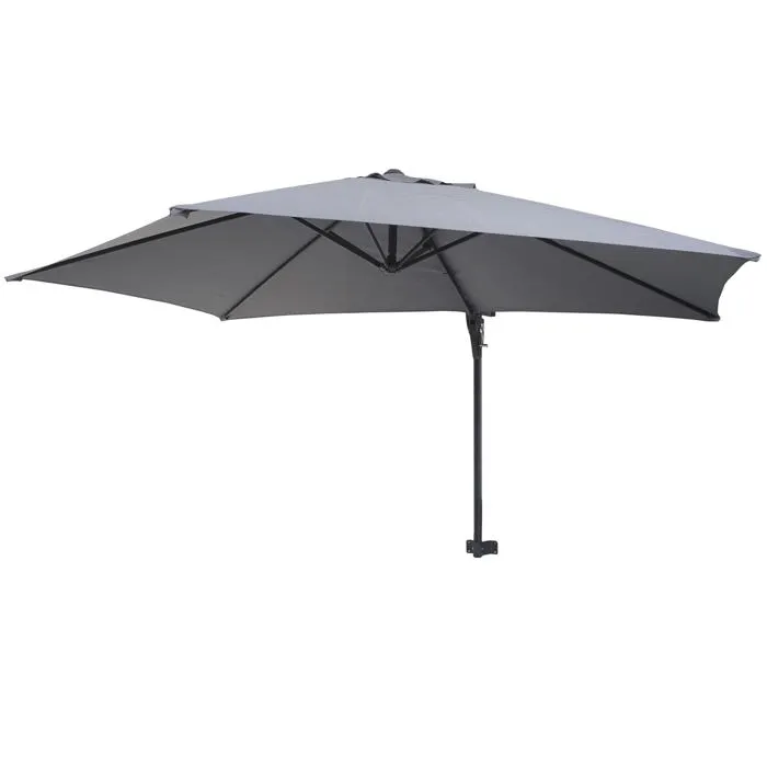 Décoshop26 04_0005636 Parasol De Terrasse Parasol De Balcon Hexagonal Noir, Gris