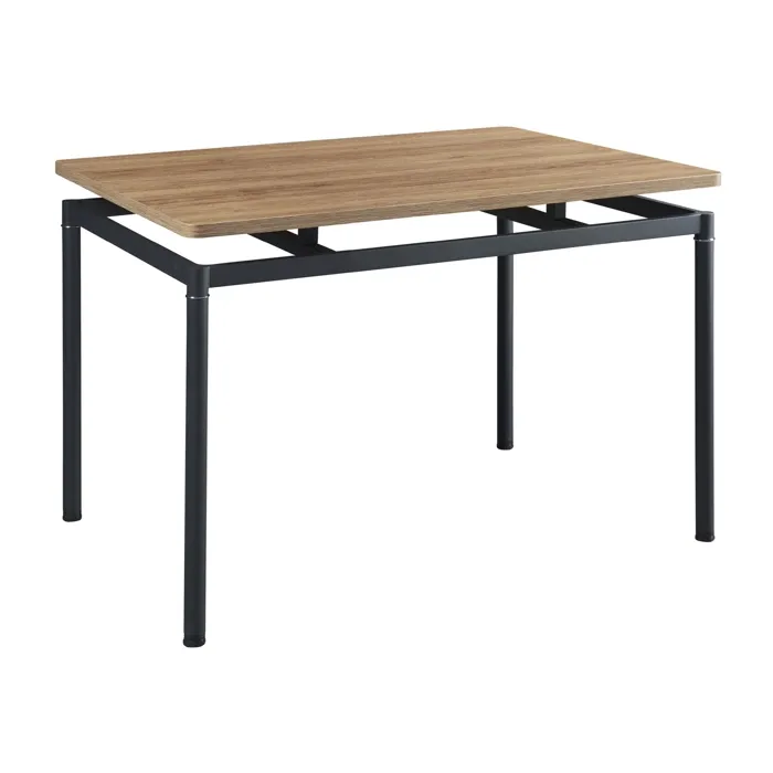 Table de salle à manger Hemnes MDF acier 120 x 70 x 75 cm effet chêne noir en.casa