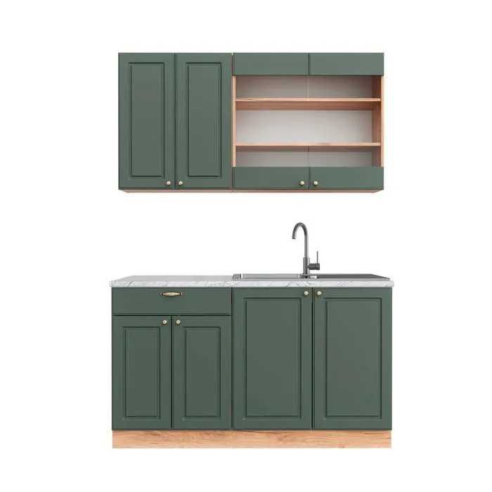 Vicco Cuisine Chêne vert et or/chêne doré 140cm, PT Marbre